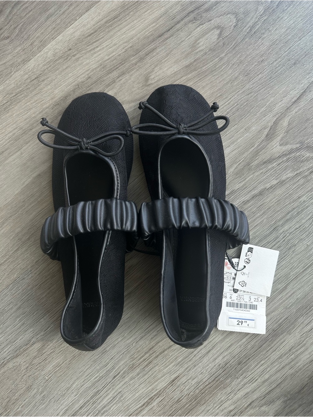 Black Ballet Flats with Padded Strap - NWT